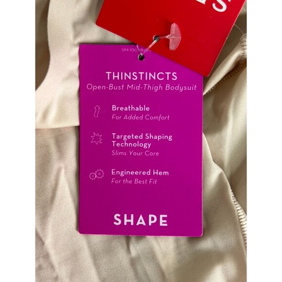 SPANX Thinstincts Open-Bust Mid-Thigh Bodysuit in Soft N*ude - Sz M - NWT - Picture 7 of 10
